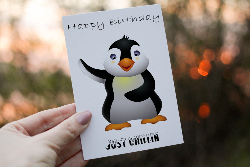 Funny Penguin Birthday Card, Card for Birthday, Greetings Card - Click Image to Close